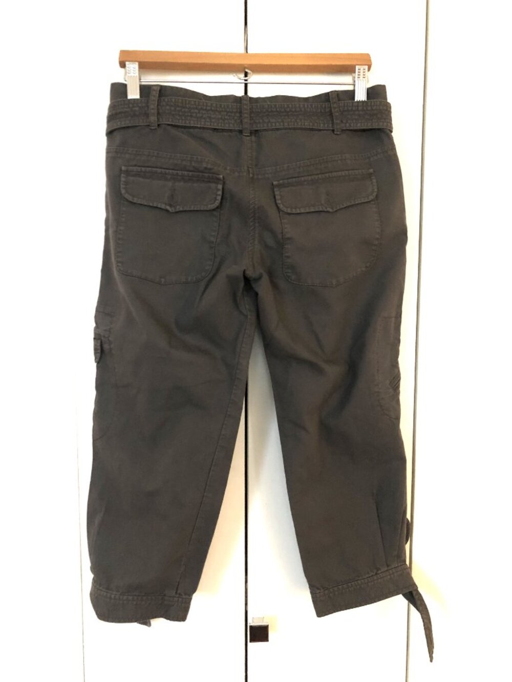 FRENCH CONNECTION Grey Cargo Army Capri Pants Buckets & Belt tie - Size - Picture 2 of 5